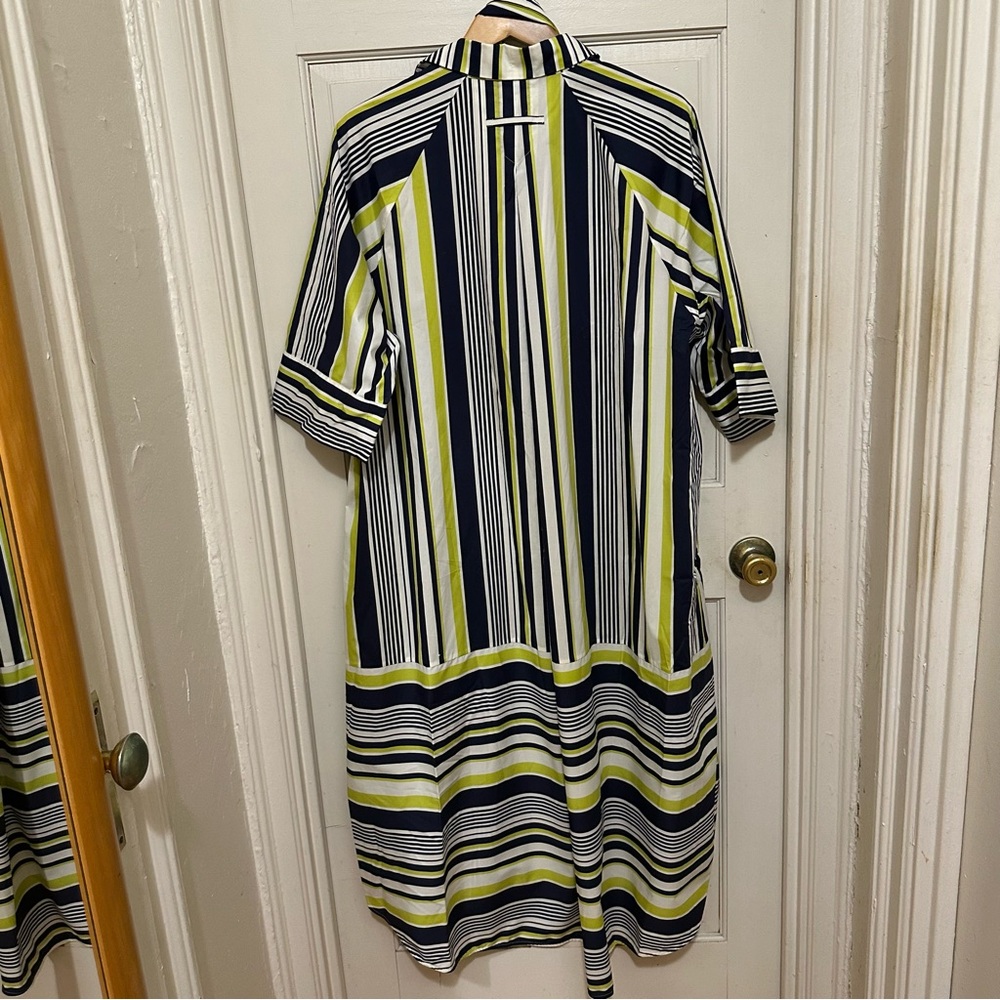 CARLA ROCKMORE Striped Maxi Dress in Navy and Lime w/ Belt - Picture 6 of 10